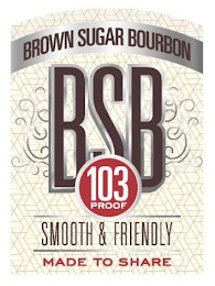 BROWN SUGAR BOURBON BSB 103 PROOF SMOOTH & FRIENDLY MADE TO SHARE logo