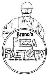 BRUNO'S PIZZA FACTORY WHERE THE 2ND PIZZA IS ONLY $1.00 logo