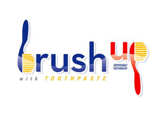 BRUSHUP DISPOSABLE TOOTHBRUSH WITH TOOTHPASTE logo