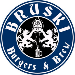 BRUSKI BURGERS & BREW EST. 2010 SAN DIEGO, CA logo