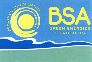 BSA GREEN ENERGIES & PRODUCTS BEAUTIFUL SUN ALLIANCE logo
