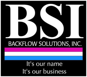 BSI BACKFLOW SOLUTIIONS, INC. IT'S OUR NAME, IT'S OUR BUSINESS logo