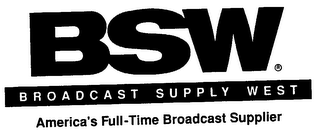 BSW BROADCAST SUPPLY WEST AMERICA'S FULL-TIME BROADCAST SUPPLIER logo
