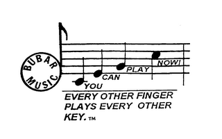 BUBAR MUSIC YOU CAN PLAY NOW! EVERY OTHER FINGER PLAYS EVERY OTHER KEY. logo