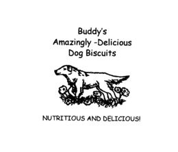 BUDDY'S AMAZINGLY-DELICIOUS DOG BISCUITS NUTRITIOUS AND DELICIOUS! logo