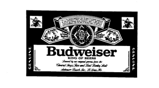 BUDWEISER KING OF BEERS BREWED BY OUR ORIGINAL PROCESS FROM THE CHOICEST HOPS, RICE AND BEST BARLEY MALT ANHEUSER-BUSCH, INC., ST. LOUIS, MO. logo