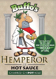 BUFFO'S HEMPEROR OF HOT SAUCE CHARRED CHIPOTLE HEMP HIGH BRAND WOOD HOT SAUCES logo