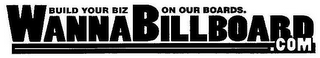 BUILD YOUR BIZ ON OUR BOARDS. WANNABILLBOARD.COM logo