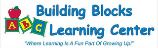 BUILDING BLOCKS ABC LEARNING CENTER "WHERE LEARNING IS A FUN PART OF GROWING UP!" logo