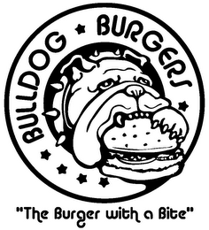 BULLDOG BURGERS "THE BURGER WITH A BITE" logo