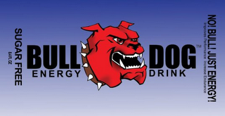 BULLDOG ENERGY DRINK SUGAR FREE NO BULL! JUST ENERGY! IMPROVE PERFORMANCE INCREASE ENDURANCE logo