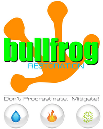 BULLFROG RESTORATION DON'T PROCRASTINATE, MITIGATE! logo