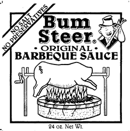 BUM STEER - ORIGINAL - BARBEQUE SAUCE NO SALT NO PRESERVATIVES BS 24 OZ. NET WT. logo