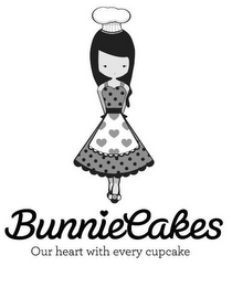 BUNNIECAKES OUR HEART WITH EVERY CUPCAKE logo
