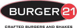 BURGER 21 CRAFTED BURGERS AND SHAKES logo