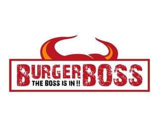 BURGER BOSS THE BOSS IS IN!! logo