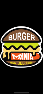 BURGER MANIA WITH TAG LINE WING TENDER FRIES logo