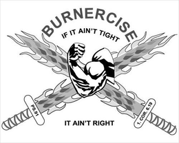 BURNERCISE IF IT AIN'T TIGHT, IT AIN'T RIGHT PS.91 1. COR. 6.19 logo