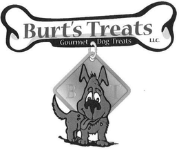 BURT'S TREATS LLC GOURMET DOG TREATS B T logo
