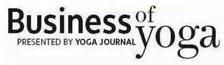 BUSINESS OF YOGA PRESENTED BY YOGA JOURNAL logo