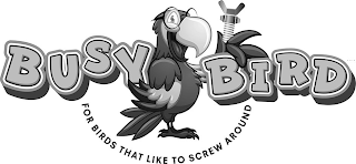 BUSY BIRD FOR BIRDS THAT LIKE TO SCREW AROUND logo