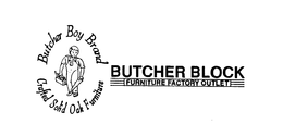 BUTCHER BOY BRAND CRAFTED SOLID OAK FURNITURE U.S. MADE BUTCHER BLOCK FURNITURE FACTORY OUTLET logo