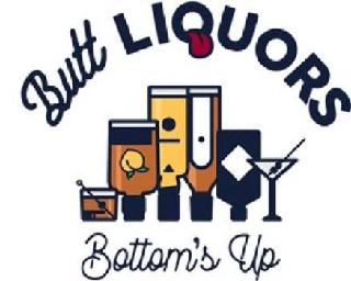 BUTT LIQUORS BOTTOM'S UP logo