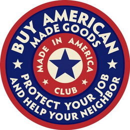 BUY AMERICAN MADE GOODS PROTECT YOUR JOB AND HELP YOUR NEIGHBOR MADE IN AMERICA CLUB logo
