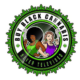 BUY BLACK CANNABIS NEVER TELEVISED logo