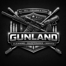 BUY SELL  FIREARMS & AMMO GUNLAND CLEANING MAINTENANCE  SERVICE logo