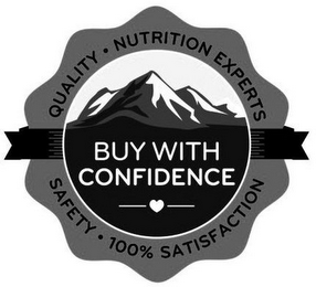 BUY WITH CONFIDENCE 100% SATISFACTION SAFETY QUALITY NUTRITION EXPERTS logo