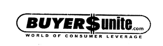 BUYER$UNITE.COM WORLD OF CONSUMER LEVERAGE UNITING BUYERS OF SIMILAR GOODS AND SERVICES logo