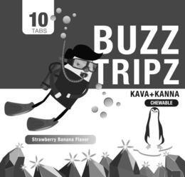 BUZZ TRIPZ KAVA+KANNA CHEWABLE STRAWBERRY BANANA FLAVOR 10 TABS logo
