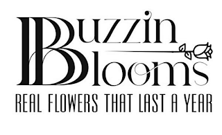 BUZZIN BLOOMS REAL FLOWERS THAT LAST A YEAR logo
