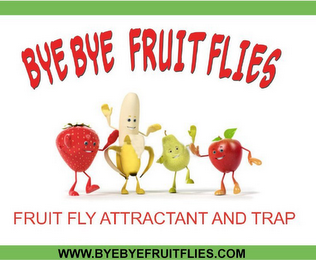 BYE BYE FRUIT FLIES FRUIT FLY ATTRACTANT AND TRAP WWW.BYEBYEFRUITFLIES.COM logo