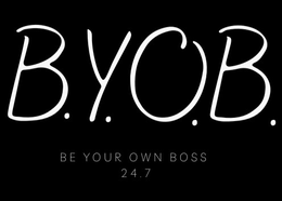 B.Y.O.B. BE YOUR OWN BOSS 24.7 logo