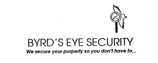 BYRD'S EYE SECURITY WE SECURE YOUR PROPERTY SO YOU DON'T HAVE TO... logo