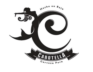 C HECHO EN BAJA CABOTELLA CERVEZA PURA logo