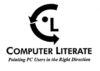 C L COMPUTER LITERATE POINTING PC USERS IN THE RIGHT DIRECTION logo