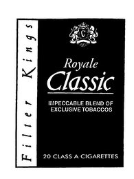 C ROYALE CLASSIC IMPECCABLE BLEND OF EXCLUSIVE TOBACCOS 20 CLASS A CIGARETTES FILTER KINGS logo