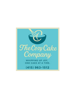 C THE COZY CAKE COMPANY WHIPPING UP JOY, ONE CAKE AT A TIME. (415) 963-1512 logo