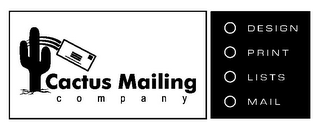 CACTUS MAILING C O M P A N Y DESIGN PRINT LISTS MAIL logo