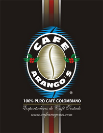 CAFE ARANGO'S 100% PURO CAFÉ COLOMBIANO EXPORTADORES DE CAFÉ TOSTADO WWW.CAFEARAGONES.COM logo