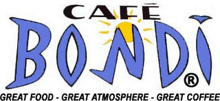 CAFE BONDI GREAT FOOD · GREAT ATMOSPHERE · GREAT COFFEE logo