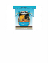 "CAFÉ AL FRESCO", "GOURMET SYRUPS", "NATURALLY & ARTIFICIALLY FLAVORED VANILLA", "ADD A SPLASH TO: DESSERTS, TEA, ESPRESSO, COFFEE, SOFT DRINKS, SMOOTHIES," "375 ML (12.7 FL OZ)" logo
