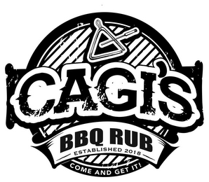 CAGI'S BBQ RUB ESTABLISHED 2018 COME AND GET IT! logo