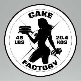 CAKE FACTORY 45 LBS 20.4 KGS logo