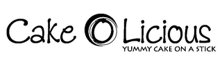 CAKE O LICIOUS YUMMY CAKE ON A STICK logo
