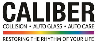 CALIBER COLLISION · AUTO GLASS · AUTO CARE RESTORING THE RHYTHM OF YOUR LIFE logo