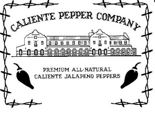 CALIENTE PEPPER COMPANY PREMIUM ALL-NATURAL CALIENTE JALAPENO PEPPERS logo